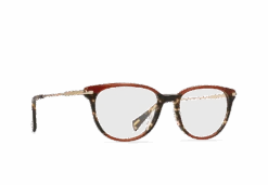 CELESTE-Cherry Cola + Light Gold / Clear-51 -Raen Eyeglasses Store 200W201CEL E254 51 A2