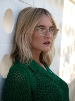 CELESTE-Ocelot + Satin Sunshine Gold / Clear-51 13 CELESTE-Ocelot + Satin Sunshine Gold / Clear-51 -Raen Eyeglasses Store CELESTE 2021 Ocelot Satin Sunshine Gold Clear L3